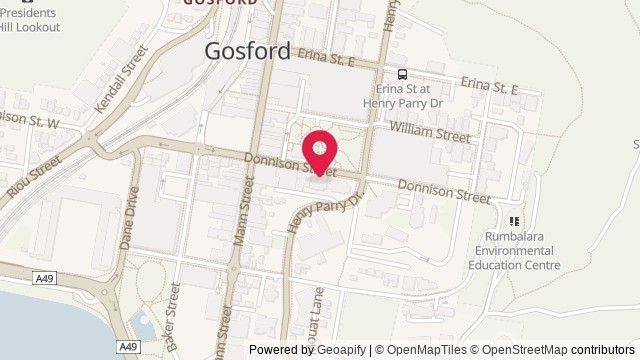 Map showing Uniting Church Hall