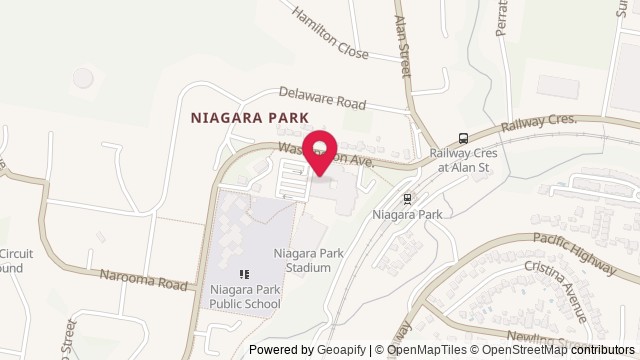 Map showing Niagara Park Stadium