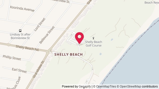Map showing Shelly Beach Golf Club