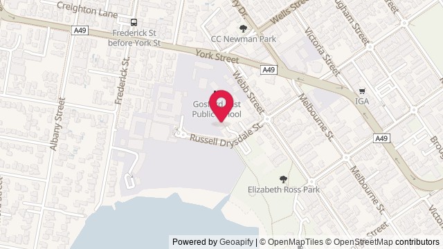 Map showing 8 Russell Drysdale Street, East Gosford