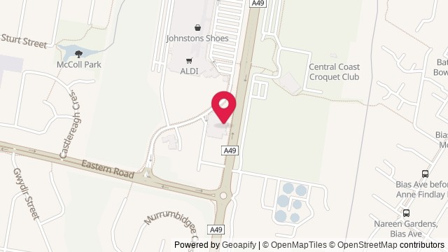 Map showing The Entrance Leagues Club