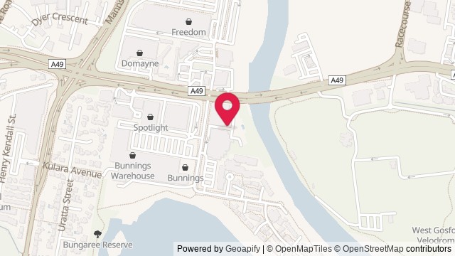 Map showing Gosford RSL Club