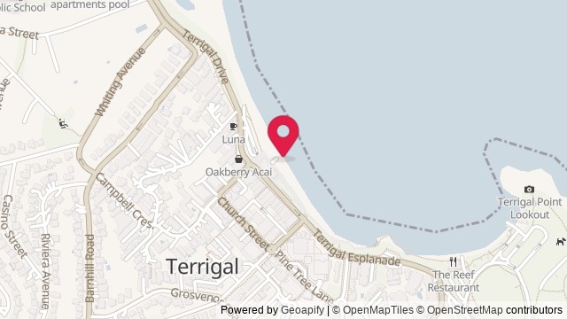 Map showing Terrigal Beach