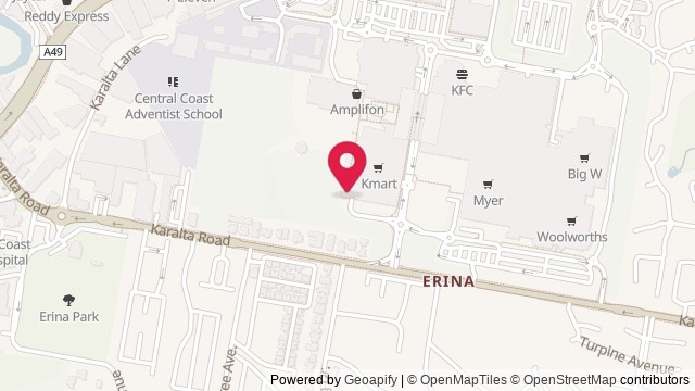 Map showing Erina Ice Arena