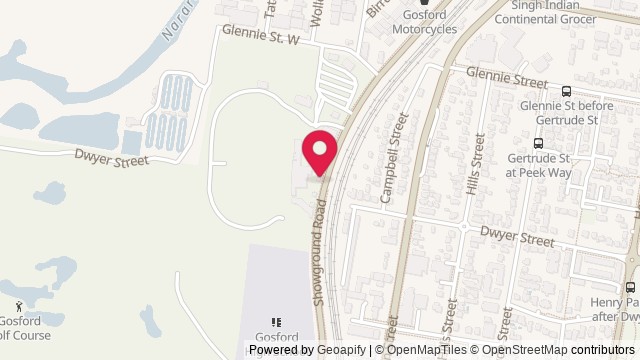 Map showing Gosford Showground
