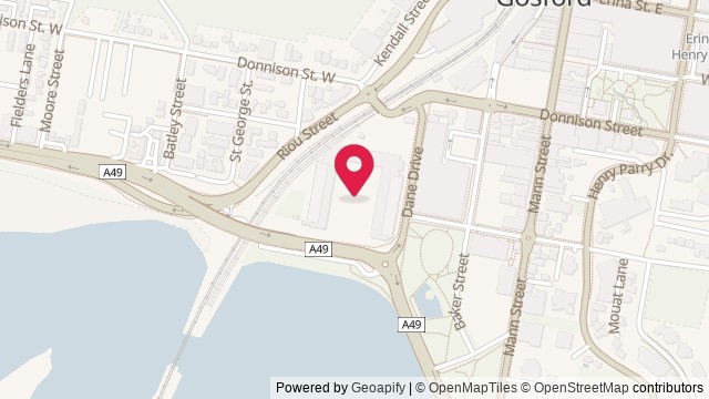Map showing Polytec Stadium