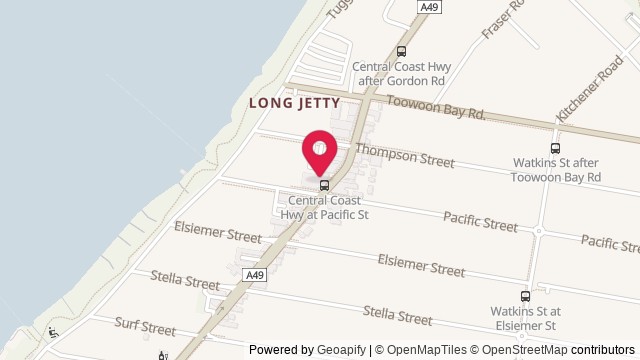 Map showing Long Jetty Hotel