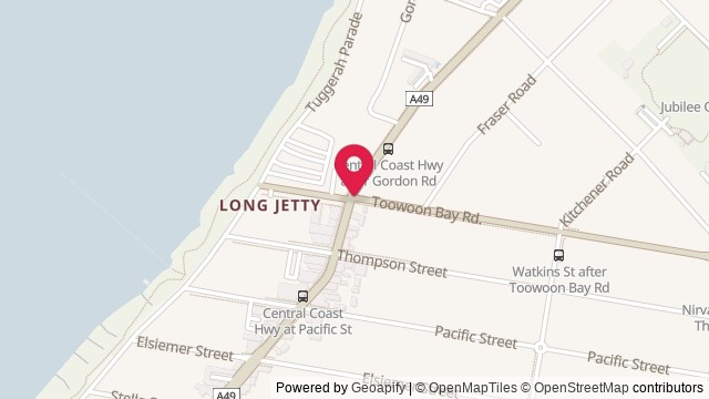 Map showing Long Jetty