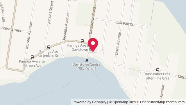 Map showing Davistown Progress Hall