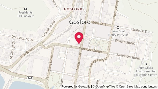 Map showing Gosford Strip