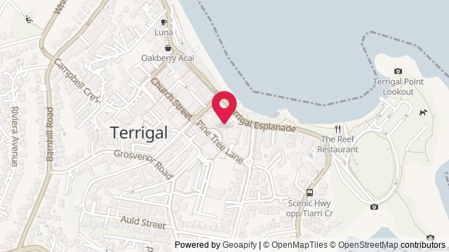 Map showing Terrigal Crown Plaza