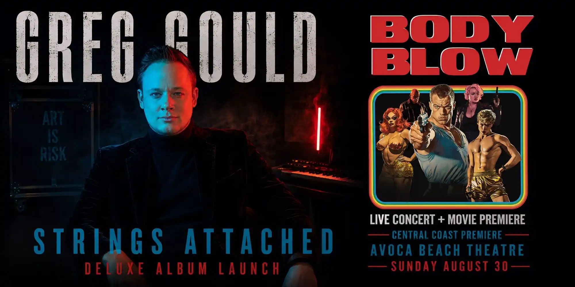 Greg Gould Strings Attached Deluxe Album Launch + Body Blow Movie Central Coast Premiere