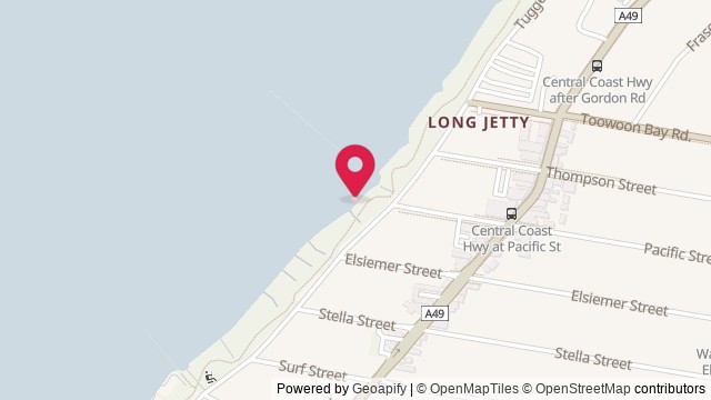 Map showing Long Jetty Boat Shed