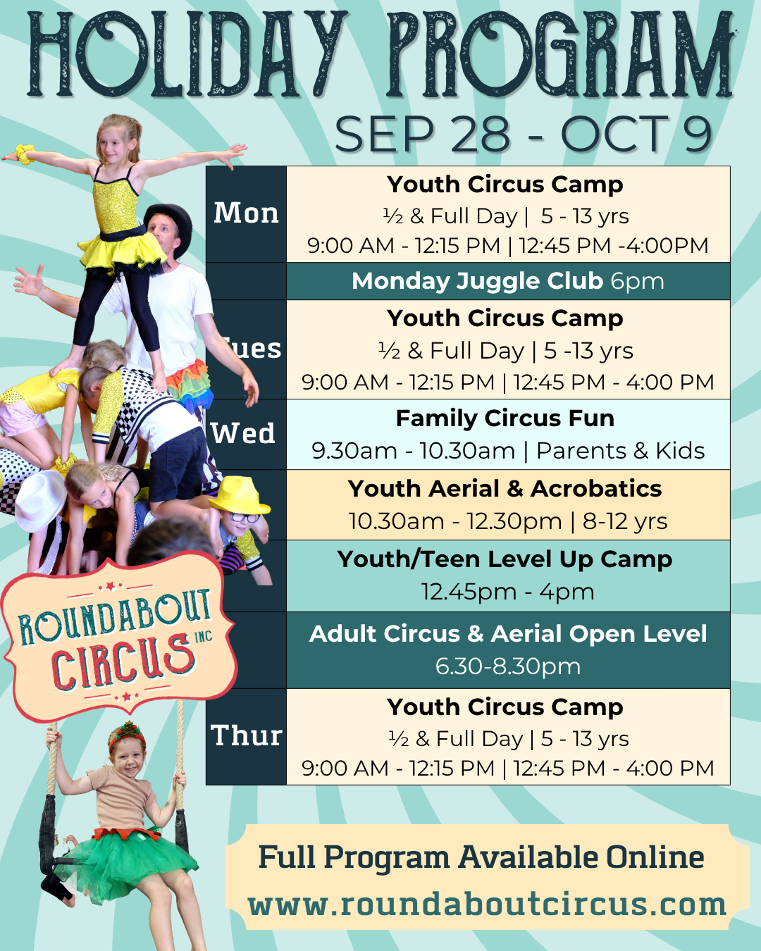 School Holidays at Roundabout Circus